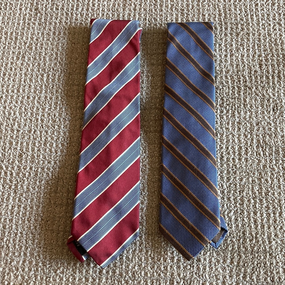 2 Ties Pal Zileri Robert Talbott Blue Red Stripe